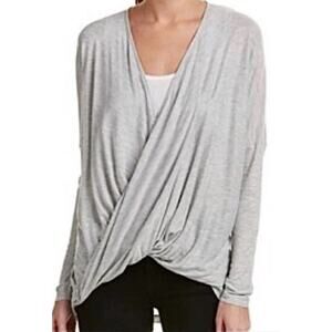 CAbi Heather Grey Taylor Criss Cross Twisted Front Tee Size S